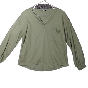 Shein Army Green Waffle Thermal Women's Top Size Small